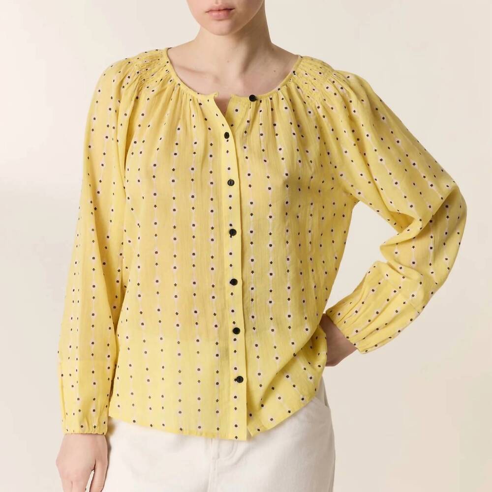 NEW LEON & HARPER cody printed blouse in yellow